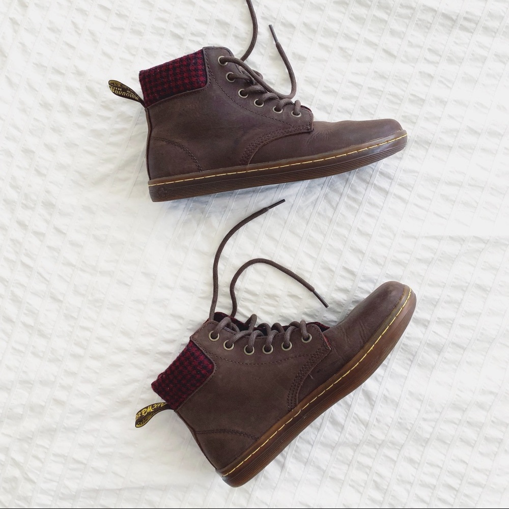 Maelly Doc Martens with red buffalo plaid